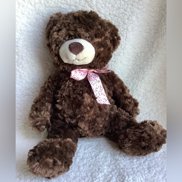 GANZ 16 inch Sprinkles Brown Bear with Bow Plush Stuffed Animal Toy - Picture 1 of 7